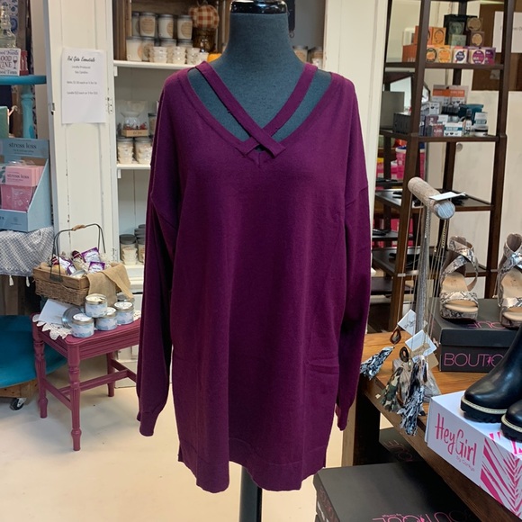 Umgee Sweaters - NWT UMGEE Crossed Scoop Neck Sweater